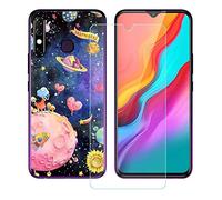 GYDQQKJ DQG Coque avec Verre Trempé écran Glass pour Tecno Camon 12, Housse Etui Flexible Protection Souple Silicone Gel Noir TPU Case Cover pour Tecno Camon 12 (6.52 ") - LLM38