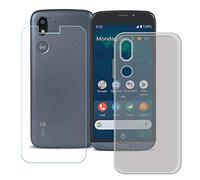 GYDQQKJ DQG Coque pour Doro 8050 + Verre Trempé Film Protection écran,Housse Etui Flexible Souple Silicone Gel Translucide Gris TPU Case Cover pour (5.45")