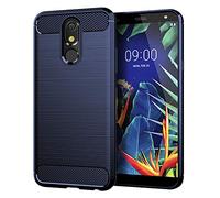 GYDQQKJ DQG Coque pour LG K40 (5.7"),Souple Gel Fibre Carbonique Housse Etui de Protection Silicone TPU Bumper Premium Shell Case Cover - Bleu