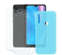GYDQQKJ DQG Coque pour SFR Altice S43 + 3 pièces Verre Trempé Film Protection écran,Housse Etui Flexible Souple Silicone Gel Translucide Bleu TPU Case Cover pour (6.22")