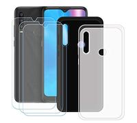 DQG Coque pour SFR Altice S43 + 3 pièces Verre Trempé Film Protection écran, Lot de 2 Housse Etui Flexible Protection Souple Silicone Gel Translucide + Noir TPU Case Cover pour (6.22")