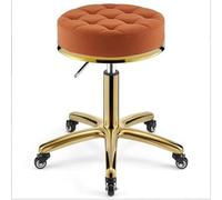 GYDUHYE Tabouret de salon pivotant à 360°, charge de 150 kg, tabouret hydraulique robuste, roues roulantes et base en acier inoxydable doré, tabouret roulant, tabouret rond pivotant (couleur : orange)