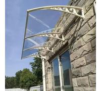 GYEQXKT Auvent d'entrée Transparent en Polycarbonate, Protection Contre la Neige et Le Vent, Structure de Support Blanche + Store (150 x 100 cm, Disponible en Blanc, Noir et Gris)
