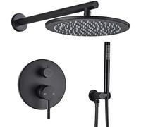 GYEQXKT Ensemble de Douche en Laiton Noir, Robinet de Salle de Bain, Bras de Douche, mitigeur inverseur, Ensembles de pulvérisation à Main avec Pomme de Douche à Effet Pluie - Mur-Plafond