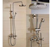 GYEQXKT Ensemble de Douche Ensemble de Douche Newly US Nickel brossé Ensemble de Robinet de Douche de Salle de Bain Robinet mélangeur de Douche 8 Pouces Montage Mural Salle de Bain