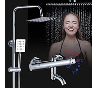 GYEQXKT Ensemble de Douche mitigeur thermostatique avec pommeau de Douche carré et étagère chromée