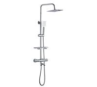 GYEQXKT Ensemble de Douche mitigeur thermostatique avec pommeau de Douche carré et étagère chromée