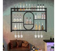 GYEQXKT Étagère à vin Murale avec éclairage LED, étagère à Liqueur Industrielle Suspendue, présentoir Flottant pour Bouteilles d'alcool, étagères à vin murales, pour la décoration de la ma