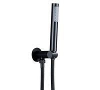 GYEQXKT Pommeau de Douche Rond Haute Pression avec coude d'alimentation réglable, Support de connecteur Mural, Flexible de Douche, pommeau de Douche combiné pour système de Douche, Noir ma