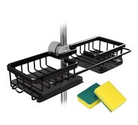 GYEQXKT Porte-éponge avec bac de récupération pour Robinet d'évier de Cuisine et Salle de Bain, Compatible avec Les tuyaux Ronds de 1,8 à 2,8 cm, Coloris Noir (Gauche et Droite), Solution