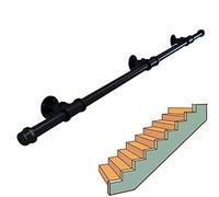 GYEQXKT Rambarde d'escalier Industrielle en tuyaux de Fer forgé, réglable de 1 à 15 Pieds, fixée au Mur, Noire, pour escaliers et couloirs, Main Courante de sécurité (Taille : 13 pieds/396 cm)