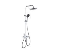 GYEQXKT Système de Douche Mural Apparent avec Robinet thermostatique à 4 Fonctions, Comprenant Une Valve en Laiton, Une Douche à Main, Une Pomme de Douche à Effet Pluie, Un Bec de baignoir