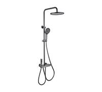 GYEQXKT Système de Douche Mural Apparent avec Robinet thermostatique à 4 Fonctions, Comprenant Une Valve en Laiton, Une Douche à Main, Une Pomme de Douche à Effet Pluie, Un Bec de baignoir