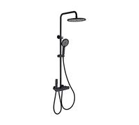 GYEQXKT Système de Douche Mural Apparent avec Robinet thermostatique à 4 Fonctions, Comprenant Une Valve en Laiton, Une Douche à Main, Une Pomme de Douche à Effet Pluie, Un Bec de baignoir