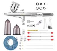Gyfent Kit aérographe avec 4 buses à dégagement rapide (0,2/0,3/0,5/0,8 mm) double action à alimentation par gravité avec tasse de fluide de 0,4 g et tasse en résine de 20/40 ml pour nail art