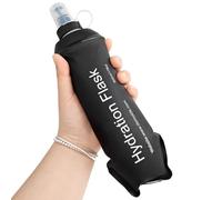 GYGYL Gourde souple en TPU pliable pour sac d'hydratation, gilet de course, bouteille d'eau pliable anti-fuite pour randonnée, cyclisme, escalade, jogging - 500 ml - Noir