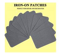 GYGYL Lot de 12 écussons thermocollants 100 % coton pour réparation de vêtements et jeans (gris foncé)