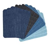 GYGYL - Lot de 12 patchs thermocollants pour jeans en denim de qualité supérieure, à l'intérieur et à l'extérieur, colle la plus forte, 100 % coton, nuances de bleu, taille 7,6 x 10,5 cm