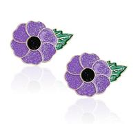 GYGYL Lot de 2 pin's coquelicots violets, broche en forme de fleur du souvenir britannique pour animaux de guerre, insigne de revers « Lest We Forget »