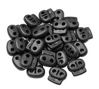 GYGYL Lot de 30 bloque-cordons en plastique noir avec double trou pour cordon de serrage, sacs, lacets, vêtements, paracorde et plus encore