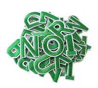 GYGYL Lot de 72 patchs thermocollants ou numérotés, en lettres vertes, de l'alphabet, de 0 à 9, pour vêtements, robe, chapeau, chaussettes, jeans, accessoires de bricolage