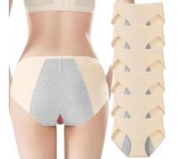 GYHCB 6 Ppièces Culotte Menstruelle, Culotte Menstruelle Grande Taille, Ne Roule Pas, ne Serre Pas la Taille, épouse Parfaitement la Silhouette, Idéal pour Les Règles(XX_l,Couleur Chair)