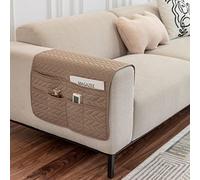 GYHH 1 Pièces Canapé Bras Couvre Protecteurs,Housse Accoudoir Canapé Imperméables Couvertures D'Accoudoir De Canapé Couvre Accoudoirs avec 6 Poches (Taupe,50 * 90cm)