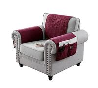 GYHH Housse De Fauteuil pour Accoudoirs,Housse D'accoudoir De Canapé Antidérapante Matelassée,Housse D'appui-tête pour Protection De Meubles De Canapé (Wine Red,3 Place | 5 Pièces)