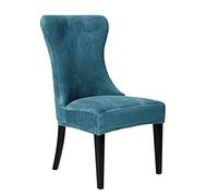 GYHH Housses De Chaise De Salle à Manger Capitonnées à Oreilles -Housse De Protection De Fauteuil Réutilisable en Tissu De Velour Extensible Salle à Manger (Peacock Blue,4)