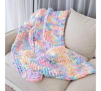 GYHH Plaid Tricot Grosse Maille Pelote Laine Jette,Couverture en Chenille Grosse Maille, Chaude Et Confortable, Faite à La Main, pour Canapé, Lit, Décoration D'intérieur (Broken Flower,50x50CM)