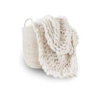 GYHH Plaid Tricot Grosse Maille Pelote Laine Jette,Couverture en Chenille Grosse Maille, Chaude Et Confortable, Faite à La Main, pour Canapé, Lit, Décoration D'intérieur (Milky White,60x80CM)