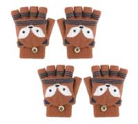 GYIOFAI 2 paires Mitaine Fille Garçon avec Capuchon Gants Enfant 3-8 ans, Flip Top Gants Enfant Hiver Chaud, Mitaine Enfant Mignon en Motif de Renard Moufles Gants Fox, Chaudes Moufles Demi-Doigts