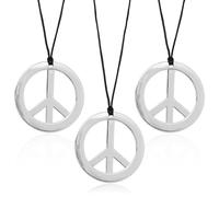 GYIOFAI 3 Pièces Chaîne Hippie Peace, Collier Hippie Peace Sign des Années 60-70, Collier Peace and Love pour Femme Homme pour Soirée à Thème, Carnaval, Halloween (Argent)