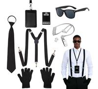 GYIOFAI 7 Pcs Accessoires de Costume d'agent Secret, MIB Agent Costume Accessoires, Men in Black Deguisement, Accessoires de Costume d'espion, Costume de Chauffeur, pour Fête d'Halloween Cosplay