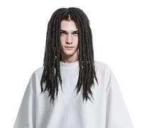 GYIOFAI Perruque de Dreadlocks pour Femmes Hommes, Halloween Carnaval Dreadlocks Rasta Reggae Hippie Fête Perruque de Cheveux Synthétique Longue pour Cosplay Carnaval Bal Masqué Costume (Noir)