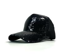 Gyios Bob Sequins Baseball Cap Unisex Adjustable Shiny Rainbow Outdoor Sport Casual Trucker Hat Men Women Summer-Black