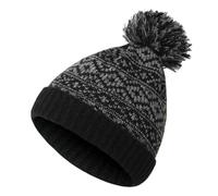 Gyios Bonnet Homme Chapeau De Ski Hiver Chaud Hommes Tricoté Câble Bobble Pom Laine Casquette Chapeau-Noir