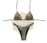 Gyios Ensemble Bikini Femme Black White-Polka-Dot Halter Set Pendentif en Forme De Soleil Reversible Red-Interior High-Cut Shorts