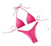 Gyios Ensemble Bikini Femme Black White-Polka-Dot Halter Set Pendentif en Forme De Soleil Reversible Red-Interior High-Cut Shorts