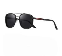 Gyios Lunettes de Soleil Hommes Polarisées Carrées Double Pont Tr90 Cadre Uv400 Conduite Ombres Pêche Léger avec Boîtier À Fermeture Éclaire-Matte Black