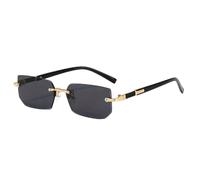 Gyios Lunettes De Soleil sans Bordure Rectangle Mode Populaire Femmes Hommes Ombres Petites Carrées pour Femelle Mâle Oculos Voyage-Black