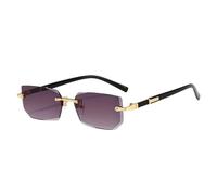 Gyios Lunettes De Soleil sans Bordure Rectangle Mode Populaire Femmes Hommes Ombres Petites Carrées pour Femelle Mâle Oculos Voyage-Gray