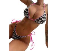 Gyios Maillot de Bain Féminin Noir Maille Panneau Bikini, V Cou Crop Top avec Taille Haute en Bas, Contrôle du Ventre 2 Pièces Bain-Royal Blue-s