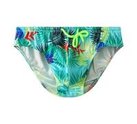 Gyios Maillot de Bain Pantalons Imprimé Feuille Tropicale des Hommes, Maillots À Sec Rapide La Taille Cordon, Troncs Bikini Stretch pour Les Vacances D'été Surf en Piscine Plage-Blue-l