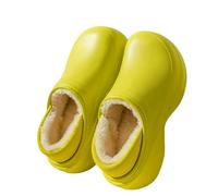 Gyios Pantoufles d'hiver pour Femmes, Chaudes À Semelle Épaisse Et Douce, Chaussures D'extérieur Antidérapantes en Coton Couple-jaune-38-39(23,5-24 Cm)