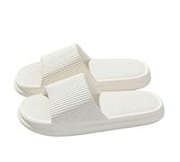 Gyios pantoufles Femmes Eva Chaussons Coulisses D'oreiller Sole Douce Été Plage Antidérapant Maison Salle De Bain Tongs-blanc-38-39