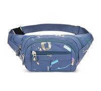 Gyios Sac Banane Femme De Fesses Sport Poches À Glissière Packs Taille Randonnée avec des Lettres Colorées Et Un Bandoulière Réglable Bandoulière-Bleu