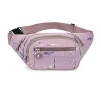 Gyios Sac Banane Femme De Fesses Sport Poches À Glissière Packs Taille Randonnée avec des Lettres Colorées Et Un Bandoulière Réglable Bandoulière-Violet