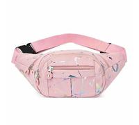 Gyios Sac Banane Femme De Fesses Sport Poches À Glissière Packs Taille Randonnée avec des Lettres Colorées Et Un Bandoulière Réglable Bandoulière-Rose B