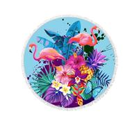 Gyios Serviette De Plage Microfibre Ronde Serviettes Couverture Circulaire Rapide Sec Et À L'épreuve Sable, Extra Grand Cercle Table Pique-Nique Vacances Lance 150 Cm avec Frange-d-150 *